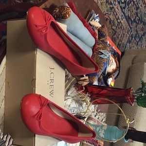 J Crew Red Flats NWT